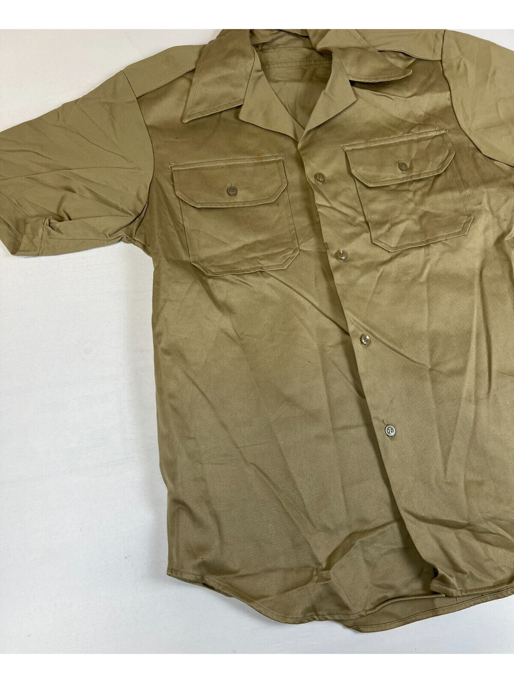 Vintage US Military Khaki Shirt Mens Medium Short Sleeve Utility Service Uniform - Picture 8 of 10